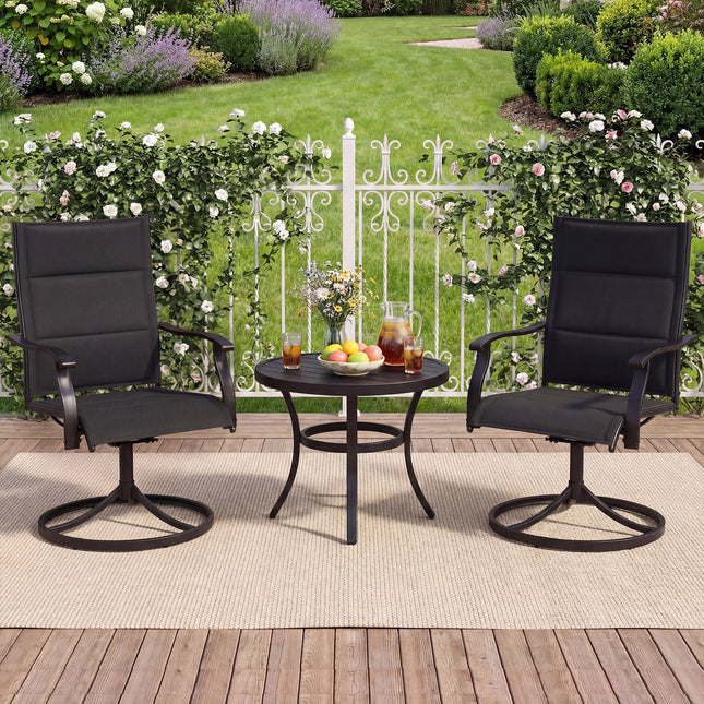 Padded Patio Swivel Chairs Set of 2 Ergonomic Outdoor Dining Chairs with Breathable Fabric
