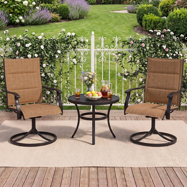 Swivel Patio Dining Chairs Set of 2 with Padded Seats