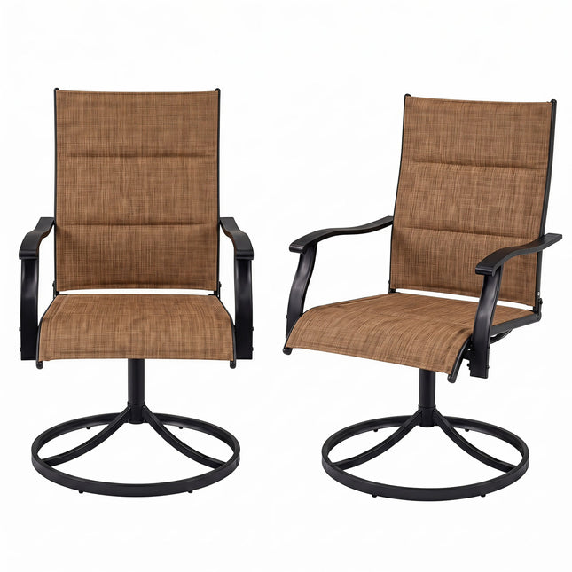 Swivel Patio Dining Chairs Set of 2 with Padded Seats