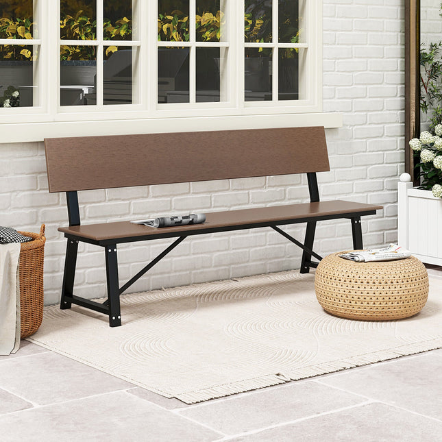 72-Inch Outdoor Bench with HDPE Seat & Back, 1100 lbs Capacity