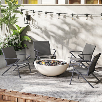 Patio Chairs Set of 2 Lawn Chairs with Heavy Duty Metal Frame-Grey