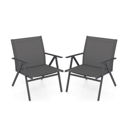 Patio Chairs Set of 2 with Breathable Mesh Fabric and Metal Frame-Gray