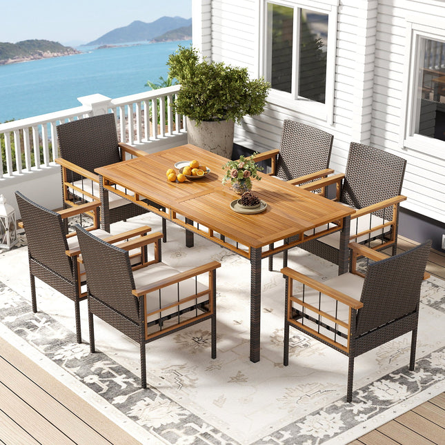 Patio Dining Chairs Set of 2 with Soft Cushions-White