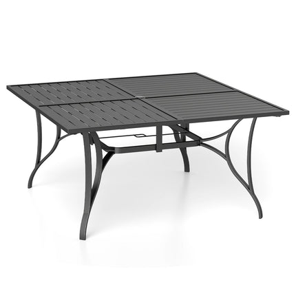 Patio Dining Table for 8 with Umbrella Hole for Porch Lawn