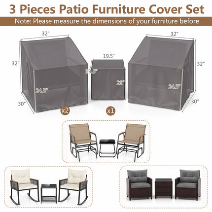 Waterproof Patio Furniture Covers for 3-Piece Bistro Set