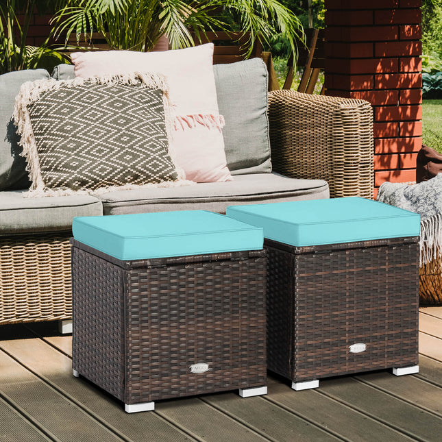 2 Pieces Patio Ottoman with Hidden Storage Space-Mix Grey