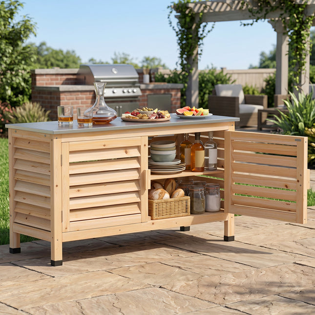Outdoor Storage Cabinet with Stainless Steel Countertop