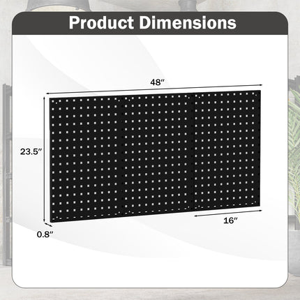 Wall-Mounted Pegboard Kit with 3 Pegboards for Garage Workshop