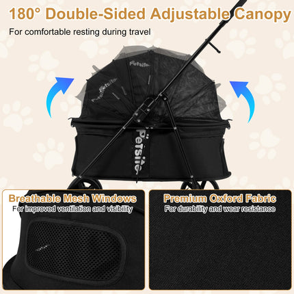 Foldable Pet Stroller for Small to Medium Dogs with Brake