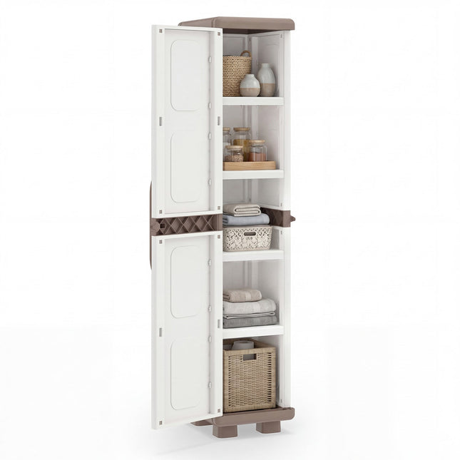 Plastic Kitchen Pantry with 4 Adjustable Shelves and Single Door for Living Room and Kitchen