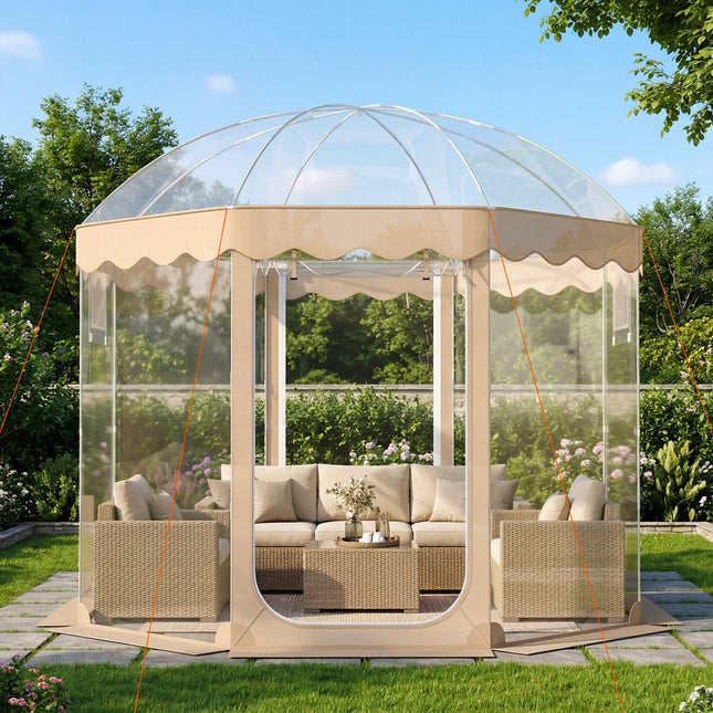 Pop Up Bubble Tent 10x10 FT for 8-10 People Weatherproof Pod with 540¬∞ Panoramic Clear PVC