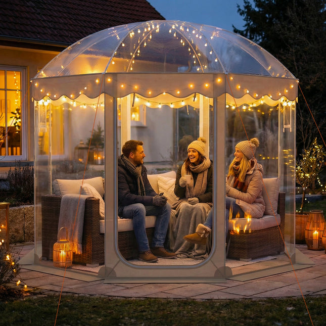 Pop Up Bubble Tent 10x10 FT for 8-10 People Weatherproof Pod with 540¬∞ Panoramic Clear PVC