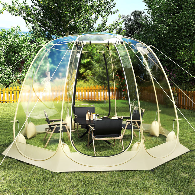 Pop Up Bubble Tent 630¬∞ Transparent PVC Igloo 8.5 x 8.5 FT Instant Setup Screen House for 5-6 People-Beige