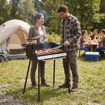 Portable Charcoal Grill with Adjustable Legs & Carrying Bag