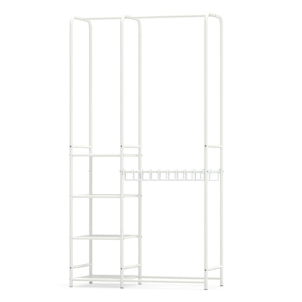 Portable Closet with Pants Hangers and 2 Hanging Rods and 4 Storage Shelves