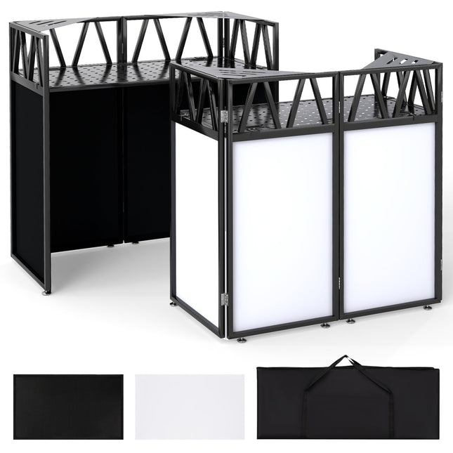 Portable DJ Booth with Black Scrims and Carrying Bag