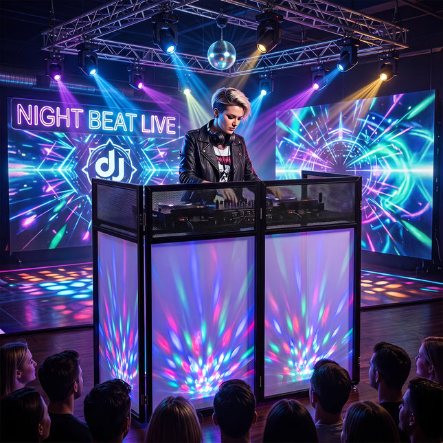 Portable DJ Booth with Adjustable Feet and Detachable Tabletop