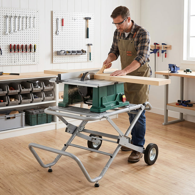 Portable Table Saw Stand with Rolling Wheels - Foldable