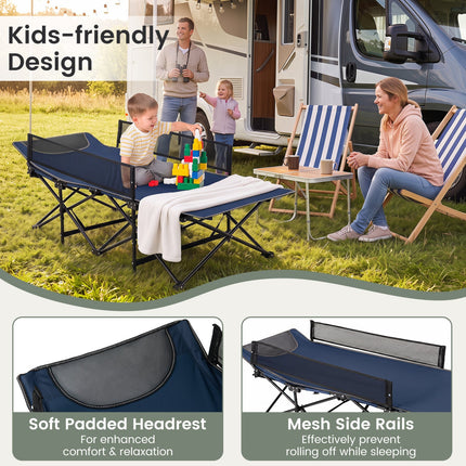Portable Folding Camping Cot with Guardrail - 330 lbs Capacity