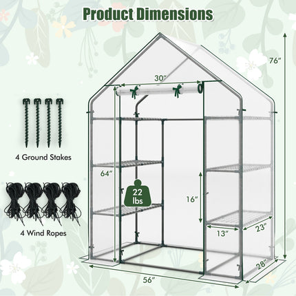 Portable Walk-in Greenhouse with 3 Tiers and 6 Shelves