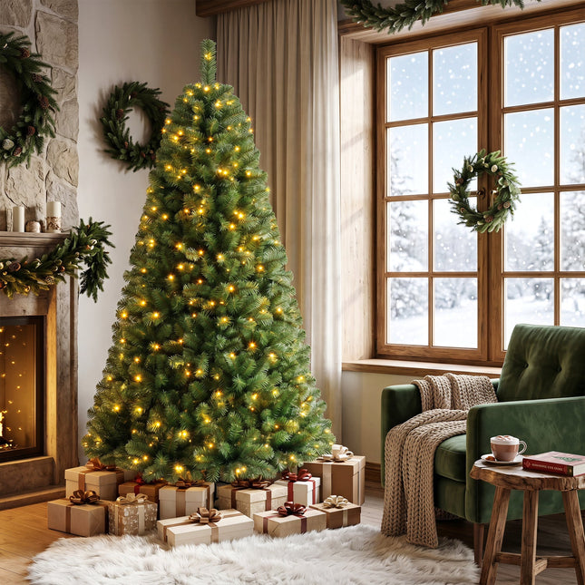 6-8 Ft Pre-Lit Artificial Christmas Tree with Remote Control