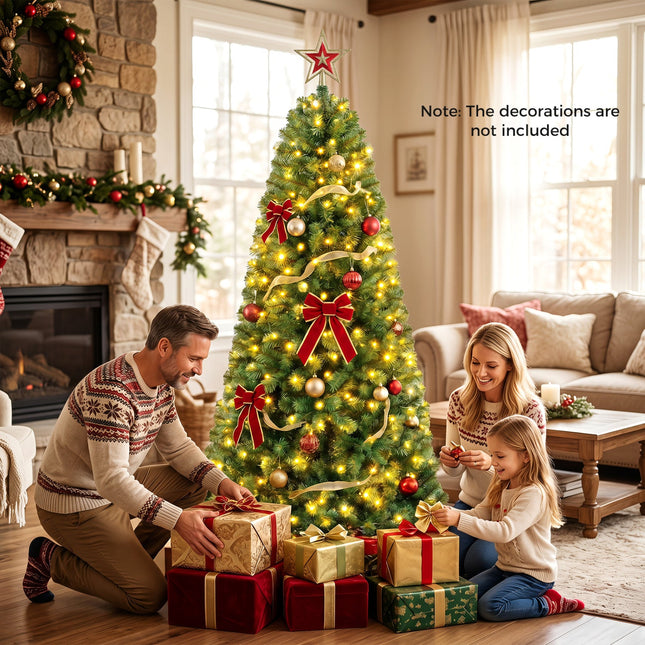 6-8 Ft Pre-Lit Artificial Christmas Tree with Remote Control