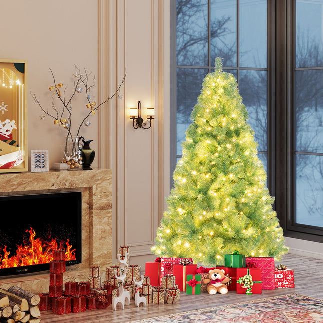 Pre-Lit Tinsel Christmas Tree Artificial Xmas Tree Home Office Party Seasonal Holiday Decoration