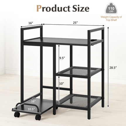 Printer Stand with Charging Station and Storage Shelves