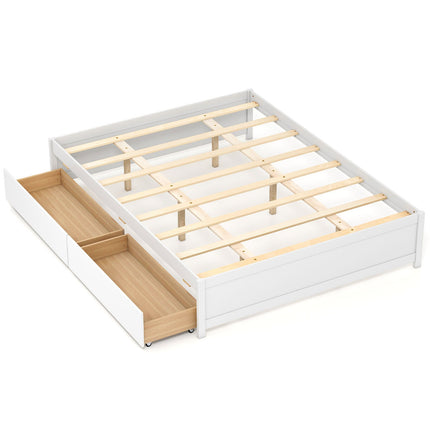 Queen Size Bed Frame with 2 Rolling Storage Drawers