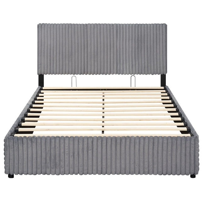Queen Size Lift-up Storage Bed with Wooden Slat Support