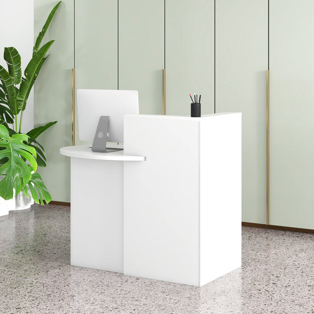 Front Reception Office Desk with Open Shelf and Lockable Drawer
