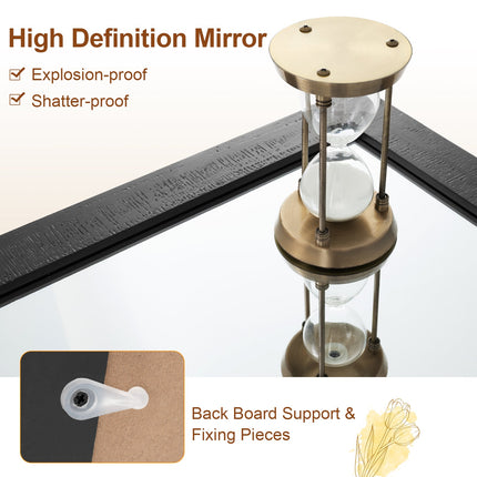 Rectangle Barn Door Style Wall Mounted Mirror with Solid Wood Frame