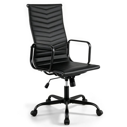 Ribbed High Back Office Chair with Adjustable Height