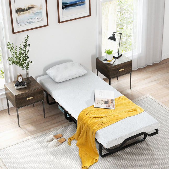 Rollaway Folding Bed with Memory Foam Mattress Made in Italy
