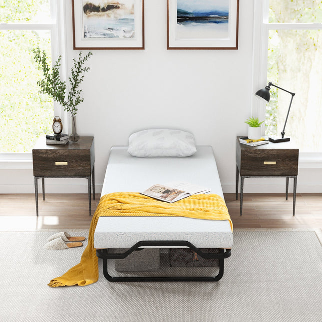 Rollaway Folding Bed with Memory Foam Mattress Made in Italy