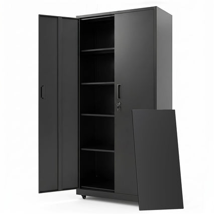 Rolling Metal Storage Cabinet 73" Lockable with 4 Wheels