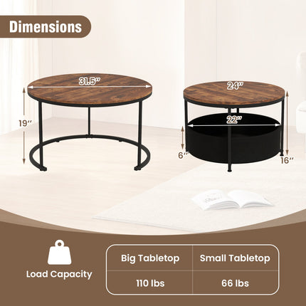 Round Coffee Table Set of 2