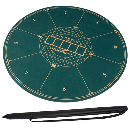 Round Poker Mat for Texas Hold'em 55 inch Portable Foldable Anti-Slip Rubber Base Table Layout