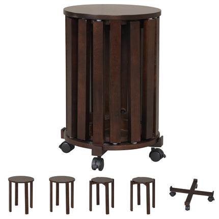 Round Portable Wood Nesting Stools with Locking Casters
