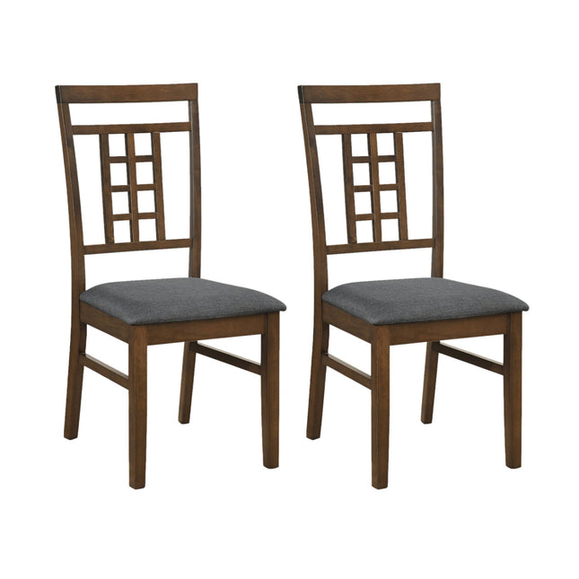 Rubber Wood Dining Chairs Set of 2 with Lattice Back