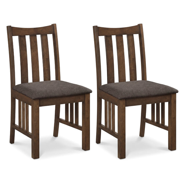 Rubber Wood Dining Chairs Side Chairs Set of 2 with Slat Back