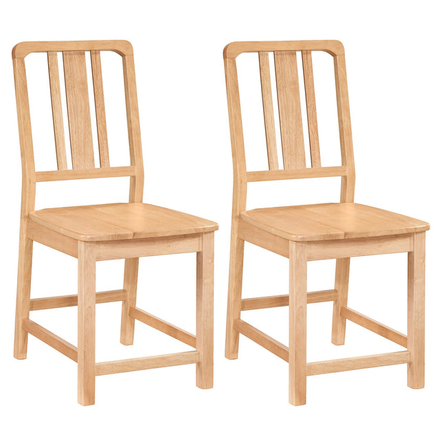 Rubber Wood Dining Chairs Set of 2 with Hollowed Backrest