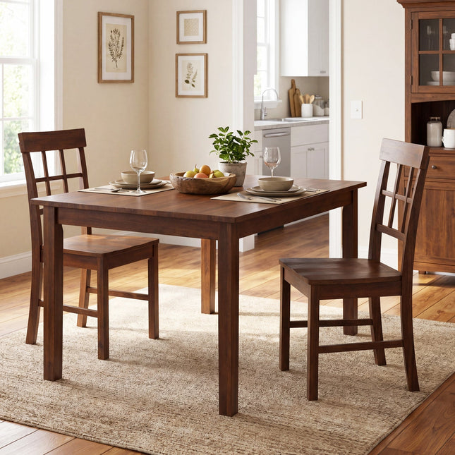 Rubber Wood Dining Chairs Set of 2 with High Backrests
