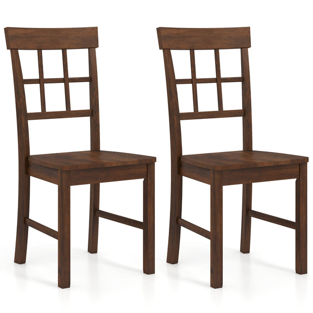 Rubber Wood Dining Chairs Set of 2 with High Backrests