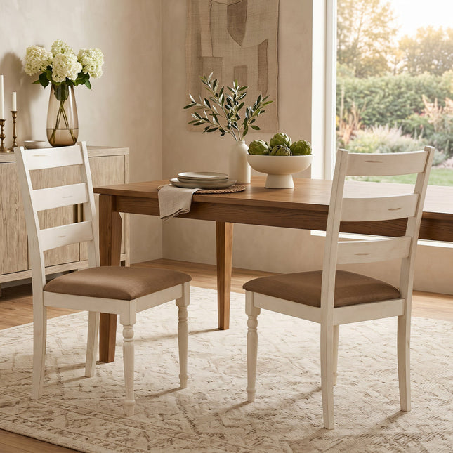 Dining Chairs Set of 2 with Padded Linen Seat