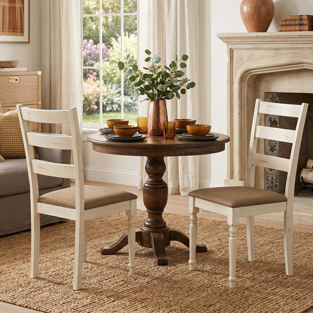 Dining Chairs Set of 2 with Padded Linen Seat