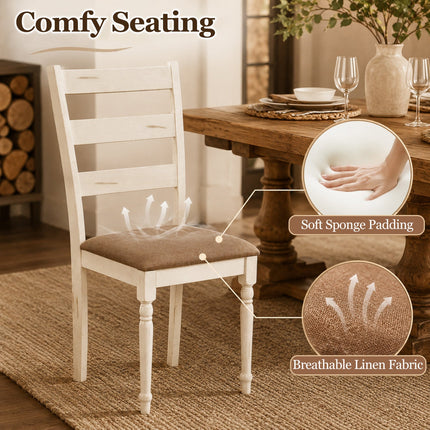 Dining Chairs Set of 2 with Padded Linen Seat