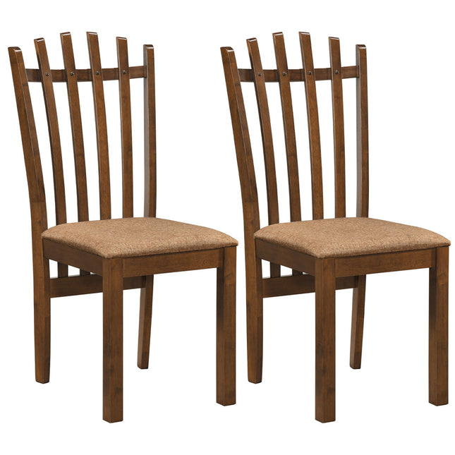 Rubber Wood Slat Back Dining Chairs Set of 2 - Brown