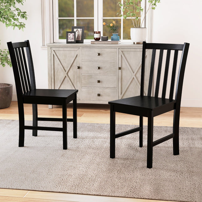 Rustic Dining Chairs Set of 2 Wooden Kitchen Chairs with Slat Tilt Backrest