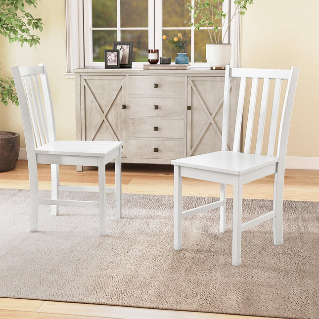 Rustic Dining Chairs Set of 2 Wooden Kitchen Chairs with Slat Tilt Backrest